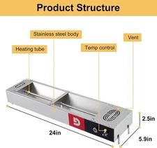 24/36/48/60" Strip Food Warmer Commercial Heat Lamp Calrod for Buffet Line