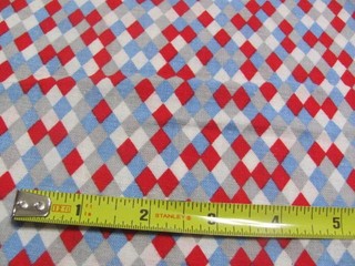 Vintage authentic cotton quilting weight red blue diamond design feed sack