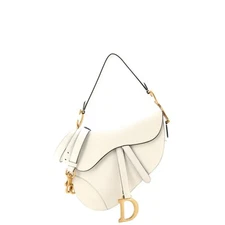 Christian Dior Saddle Handbag with Strap Leather Medium