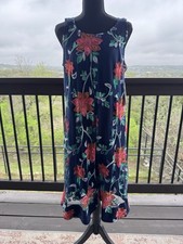 Robbie Bee Women's  Midi Dress Size M Navy  embroidered floral sleeveless NEW