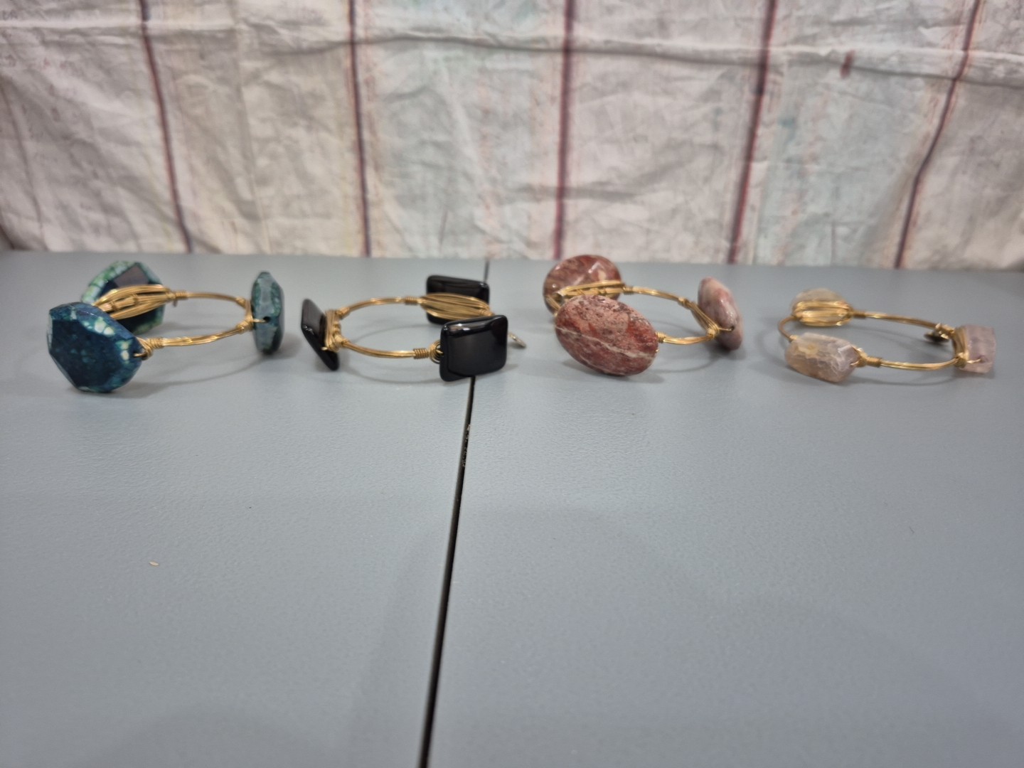 Four Bourbon And Boweties Bangles Bracelets Goldt… - image 1