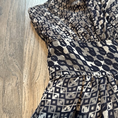 Banana Republic Vestito Trasparente Spaghetti Spalline Linea A Geometrico Taglia 2 P Petite - Foto 7 di 11