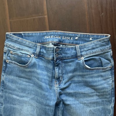 american eagle Super High Rise Baggy Wide Leg Destroyed jeans women