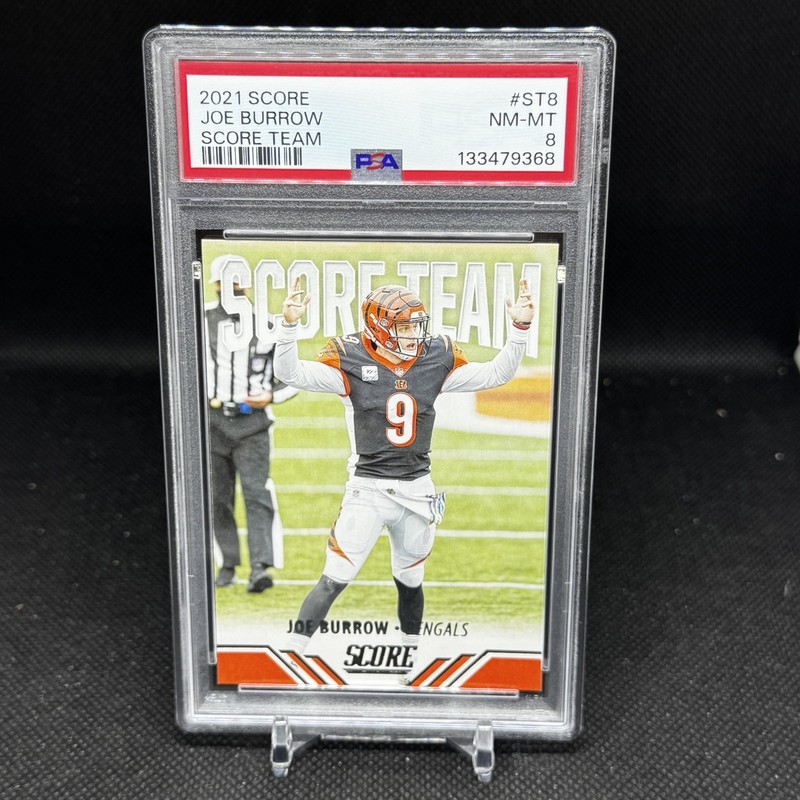 2021 Score Score Team #ST8 Joe Burrow Base Insert Cincinnati Bengals PSA 8