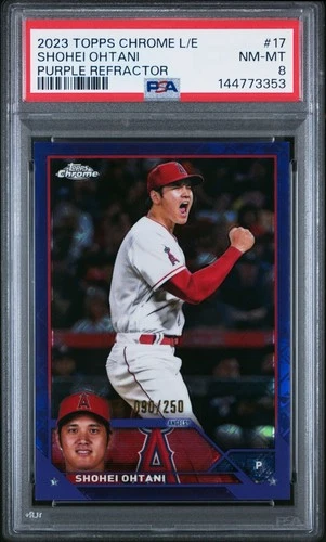 2023 Topps Chrome Logofractor #17 SHOHEI OHTANI Purple /250 Angels/Dodgers PSA 8