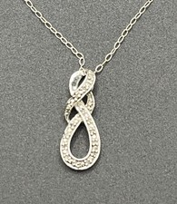 18" Sterling Silver Genuine Diamond Pendant Necklace 925 W12