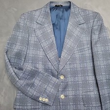 Vintage Missoula Montana Blazer Mens Medium Blue Plaid Sport Coat Made in USA