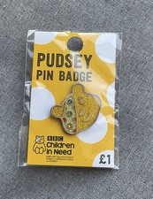 Pudsey The Bear Children In Need Glitter Face BBC Pin Badge Brooch New