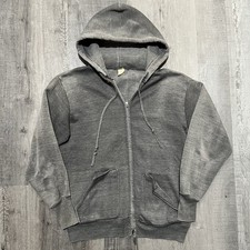 VTG 60s Sun Faded Grey Springfoot Products Full Zip Distressed Hoodie Sweatshirt