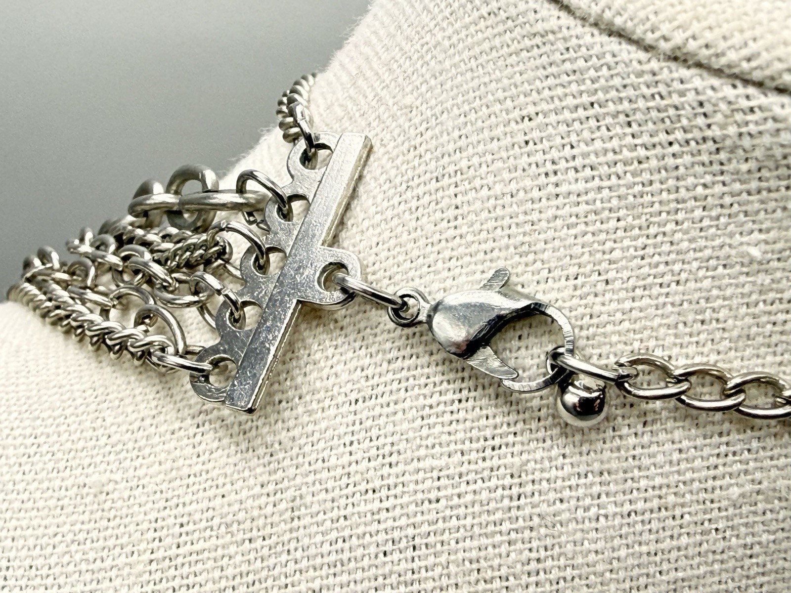 Silver Tone Multi Strand Layered Statement Neckla… - image 5