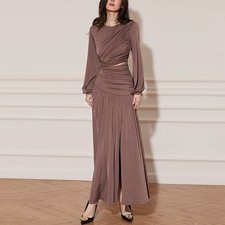 French Dress Womens Round Neck Fashion Slimming Fit Evening Party A-Line Dress