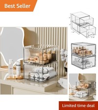 Elegant Stackable Clear Cosmetic Storage Organizer - Ideal for Home and Vanity