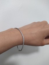 Diamonique QVC Sterling Silver Skinny Tennis Bracelet Vintage 925 DQCZ 7.5"