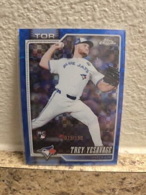 Trey Yesavage 2026 Topps Chrome BLUE X-Fractor /150 Rookie RC Blue Jays Color 