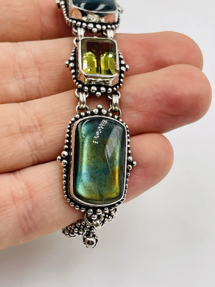 Brazalete Stephen Dweck de plata de ley con palanca de labradorita y citrino limón Foto 4 de 4