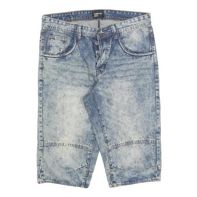 FORPLAY Herren Shorts Jeans Blau Baumwolle Button Fly Taschen W34 M
