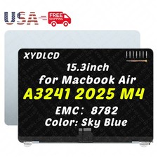 for MacBook Air 15'' Retina M4 2025 A3241 EMC 8782 LCD Screen Assembly Sky Blue