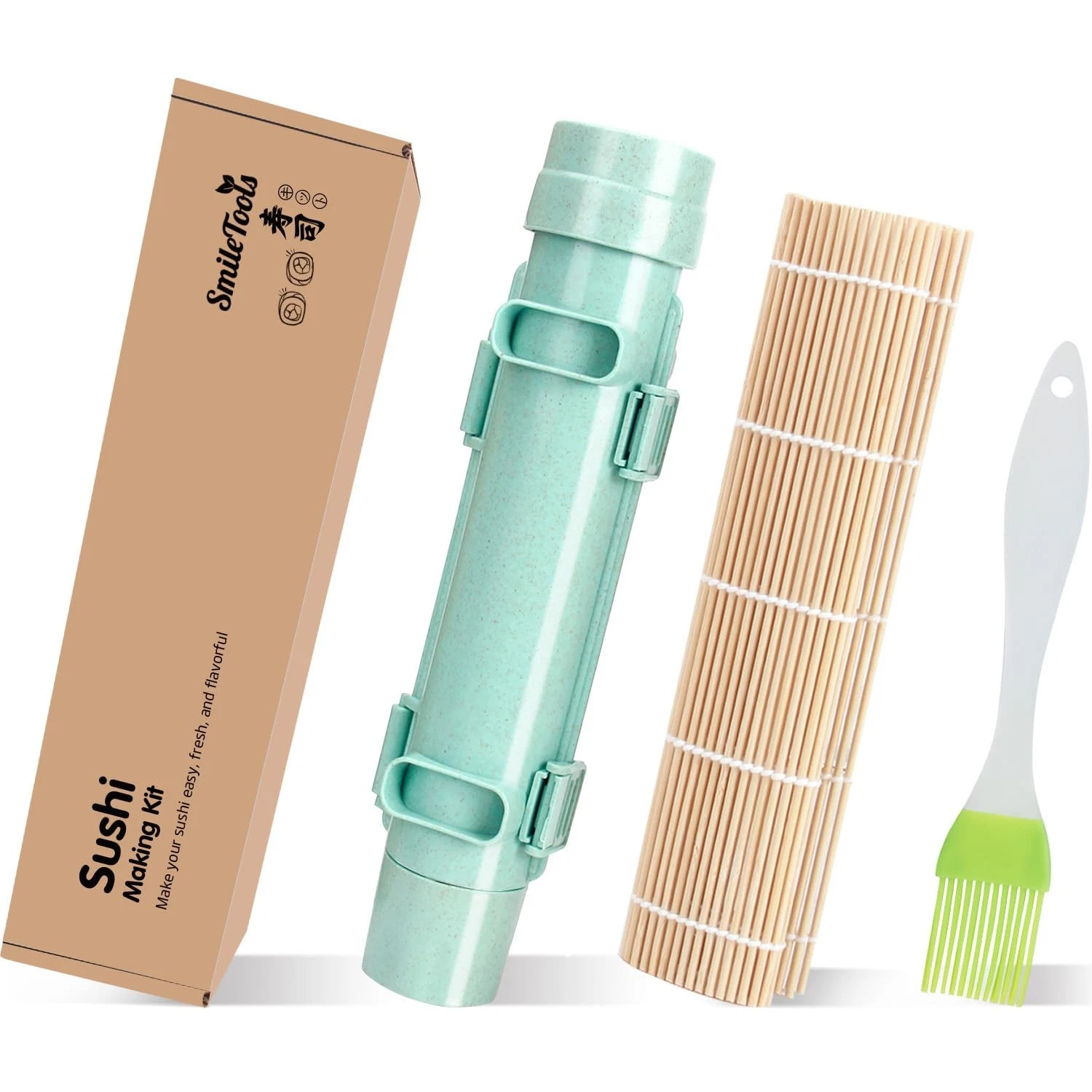 Sushi Making Kit with Bamboo Rolling Mat & Sushi Bazooka - Fun DIY Sushi Rolls