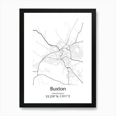 Buxton, Vereinigtes Königreich minimalistische Ma gerahmtes Wandbild Poster Leinwanddruck Bild