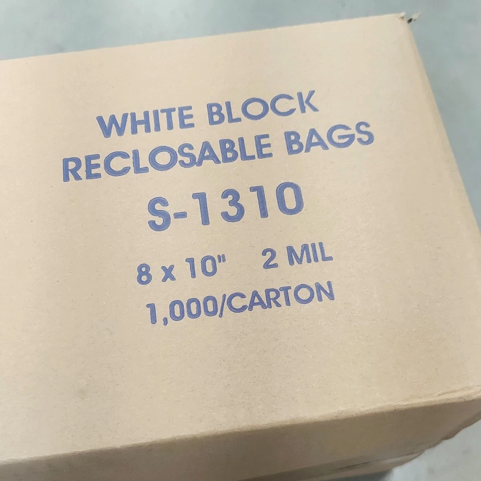 ULINE S-1310 8x10" 2 Mil White Block Reclosable Zip Lock Plastic Bags QTY: 1000 - Image 2 of 3