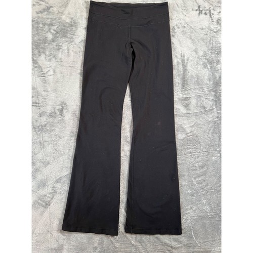 Lululemon leggings pantaloni allineati vita bassa gamba svasata donna taglia 8 nero 28x33