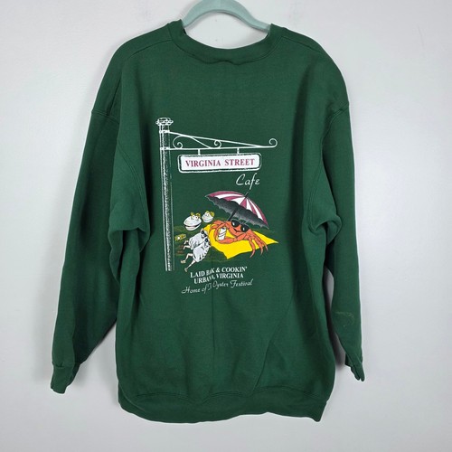 Vintage Virginia Street Cafe Urbanna Crab Umbrella Oyster Sweatshirt XXL Oneita