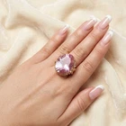 Estate Sweet Pink Tourmaline Concave 36.75Ct 925 Sterling Silver Rose Gold Rings