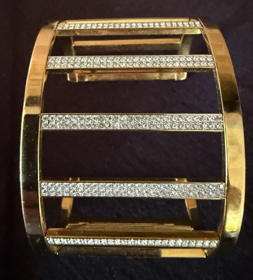 Michael Kors 2” ancho brazalete tono dorado brillantes bandas diamantes de imitación Foto 3 de 4