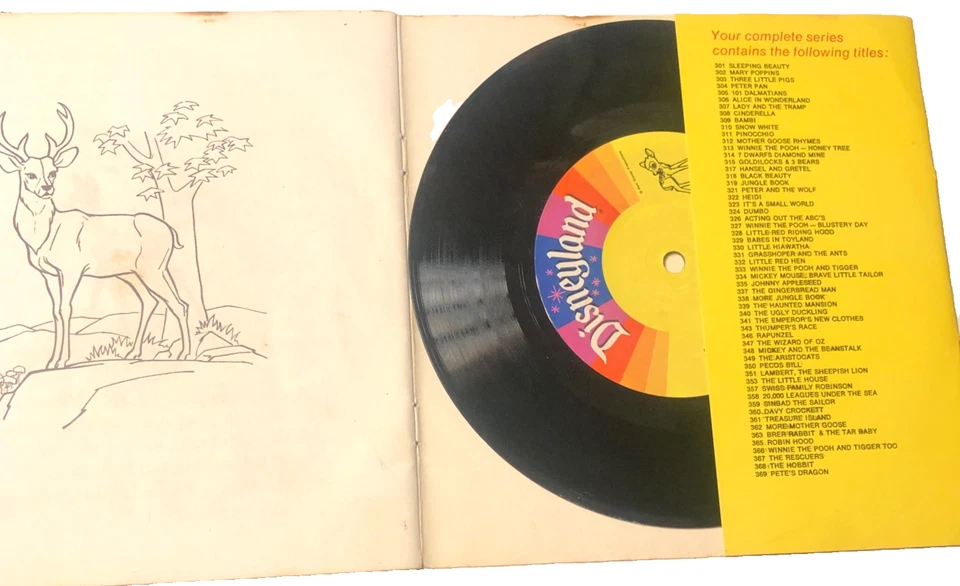 Walt Disney 7" Record 45 & Book Walt Disney's Story Of Bambi - Image 3 of 4