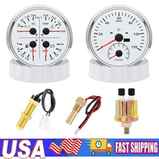 2 Gauge SET 110mm GPS Speedometer 0-120MPH Tachometer & 4IN 1 Oil/Temp/Fuel/Volt