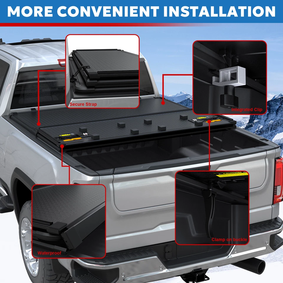 5.8FT 3-Fold Hard Tonneau Cover For 2007-2013 Chevy Silverado GMC Sierra 1500 Foto 2 de 4