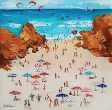 LISA LEVINA , Acrylic on Canvas, Sunny Beach Day, Signed