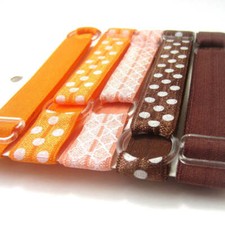 Adjustable Elastic Headband-Set of 5 Orange  Brown