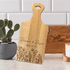 Personalised Paddle Chopping Board Engraved Wedding Anniversary Gift for Couple