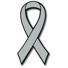 Grey Brain Cancer Awareness Ribbon Car Magnet Decal Heavy Duty  3.5" x 7"