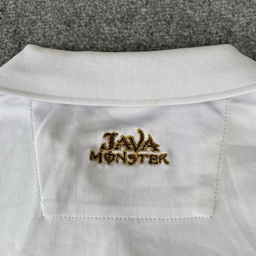 Monster Energy Java Monster Shirt Mens Large White Short Sleeve Polo Logo Golf - Picture 7 of 15