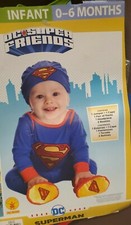 New Infant 0-6 Months Superman Complete Costume 6 Piece Set