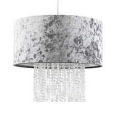 Ceiling Light Shade Velvet Drum Lampshades Jewel Droplet Pendant Shade LED Bulb