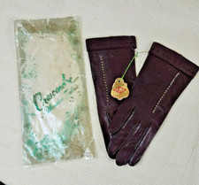 Vintage Irma Brown Leather Dress Gloves w/Original Tag, Wrist Length, Size 6 1/2