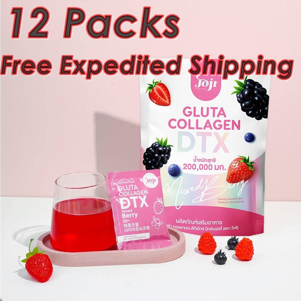12 JOJI Gluta Collagen DTX 200,000mg Mixed Berry Skin Care Drink, Detox toxins