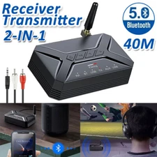 Bluetooth 5.0 Transmitter Receiver Audio Adapter Long Range for TV Home Stereo