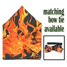 Dragon Flames Pocket Square Bow Tie Cotton Wedding Prom New Year Christmas Party