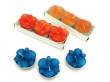 Set 3 Candele Galleggianti a forma di Orchidea Tea Light Colori Assortiti
