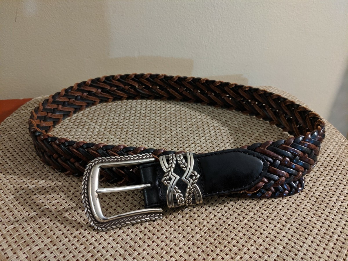 Black Braided Brighton Leather Belt with Silver Buckle Size L Heart Of Silver Belt - Brighton main image 4
