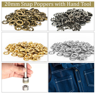 20 mm Druckknopf Poppers Kein Nähen Metallknöpfe Zinkenring Presse Bolzen Fixieren Handwerkzeug