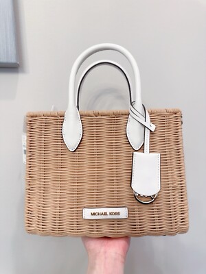 MICHAELKORSMIRELLA XS SHOPPER XBODY新品未使用 Michael Kors Mirella Small Shopper Top Zip Crossbody Woven Purse