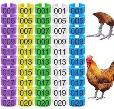 100 Pcs 16mm Colorful Chicken Leg Bands Numbered Leg Rings for Ducks Chicks