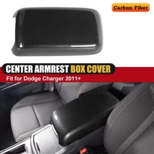 Carbon fiber style central armrest box cover trim Fit for Dodge Charger 2011-23