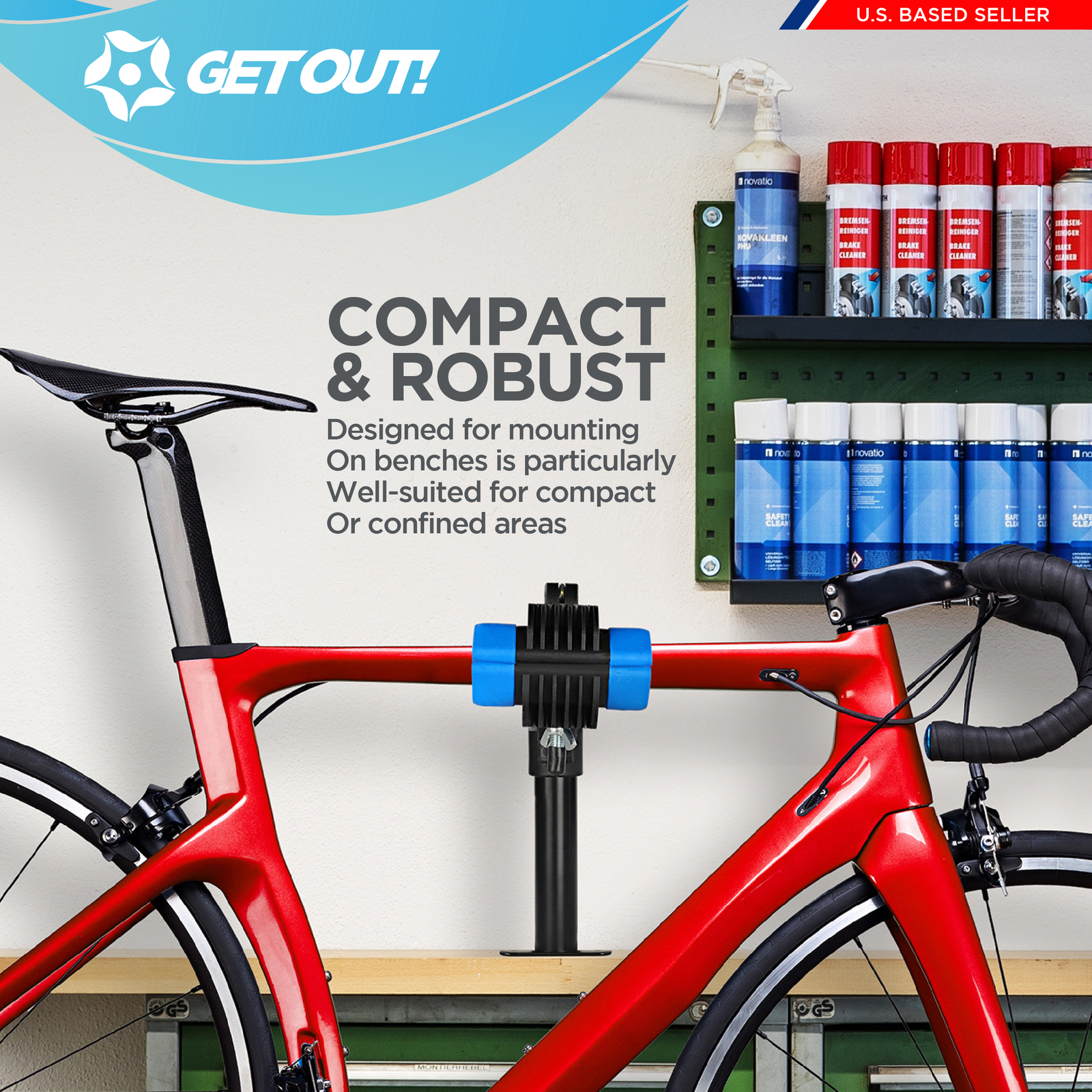Get Out! Bike Stand for Maintenance Wall or Benchtop Bike Mount for