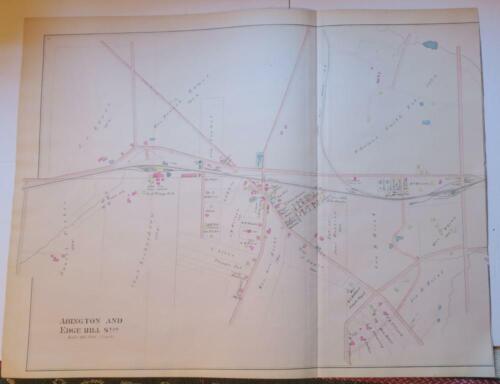 ORIGINAL 1886 colored ABINGTON AND EDGE HILL Stations MAP,OWNERS, RR,BUSINESSES - Picture 1 of 2